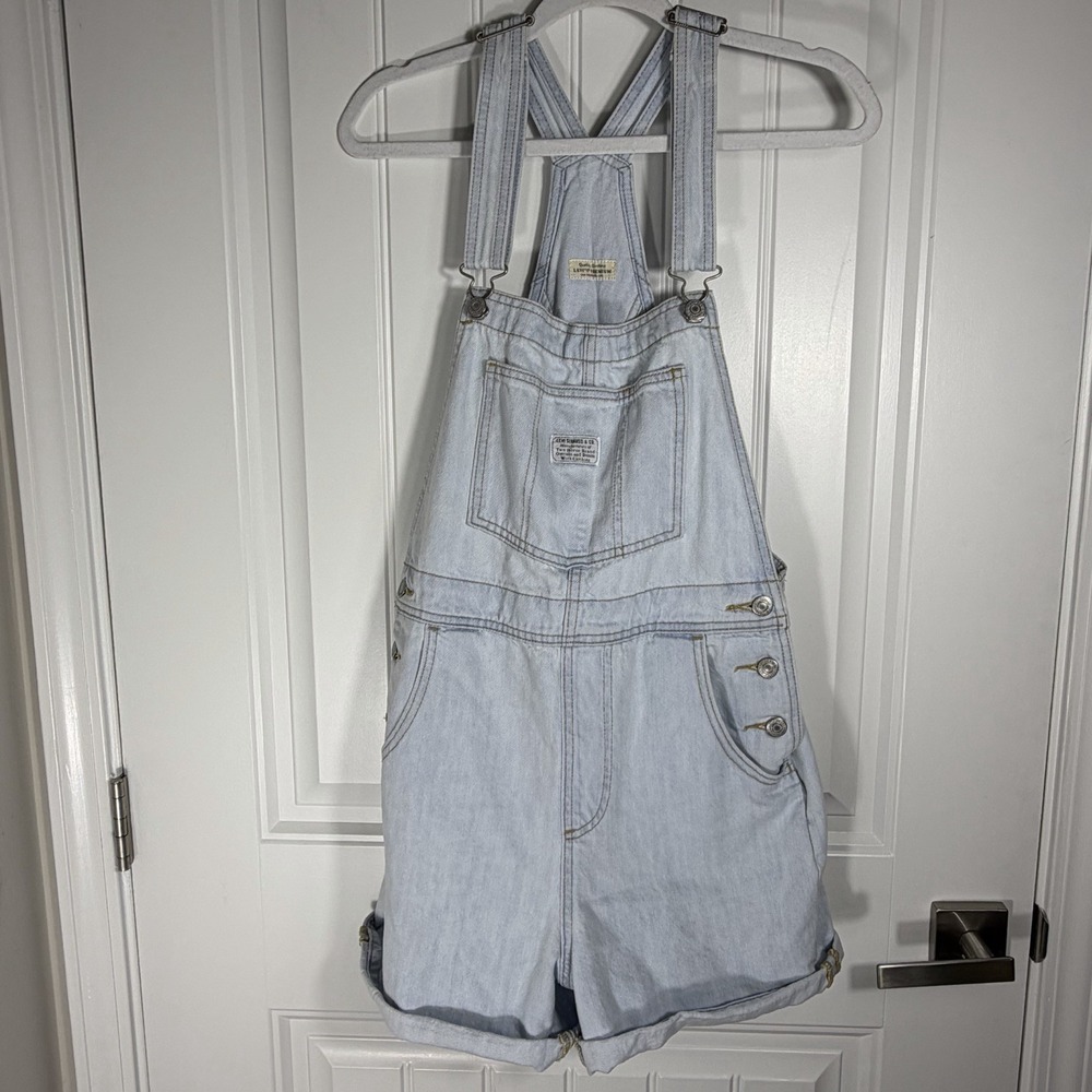 Levi's Vintage Light Wash Denim Shortalls Overalls Women's Size Small Water Less